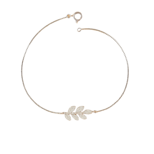 Necklace with leaf design on a white background