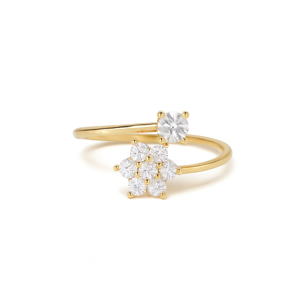 Rose gold ring with white stone