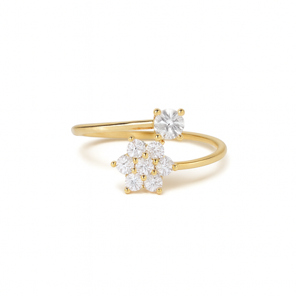Rose gold ring with white stone