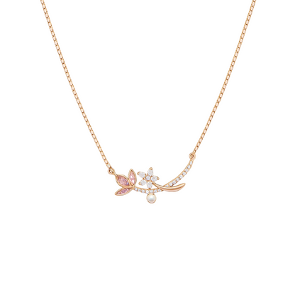 Delicate necklace with floral design on a beige background