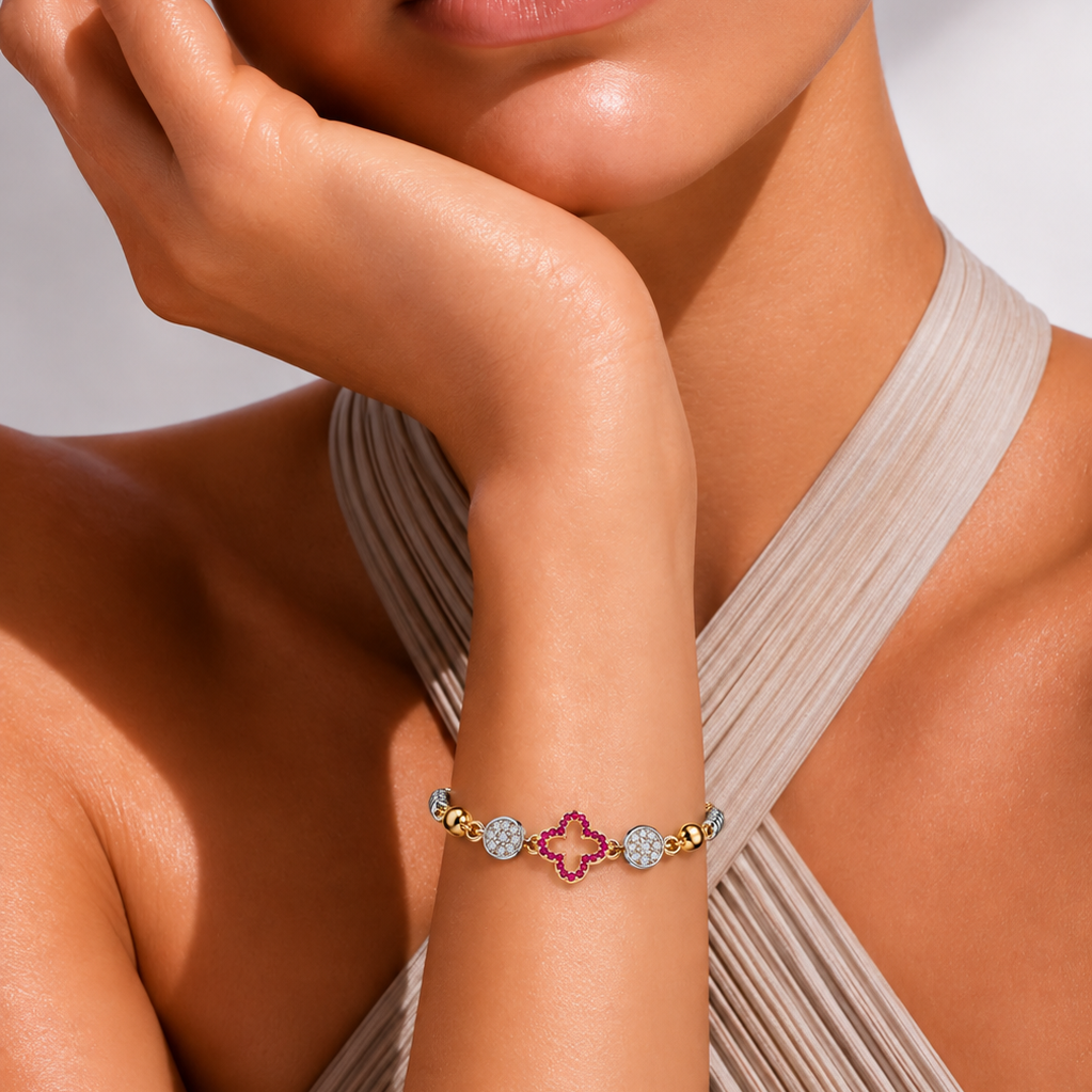 Ruby Clover Radiance Bracelet